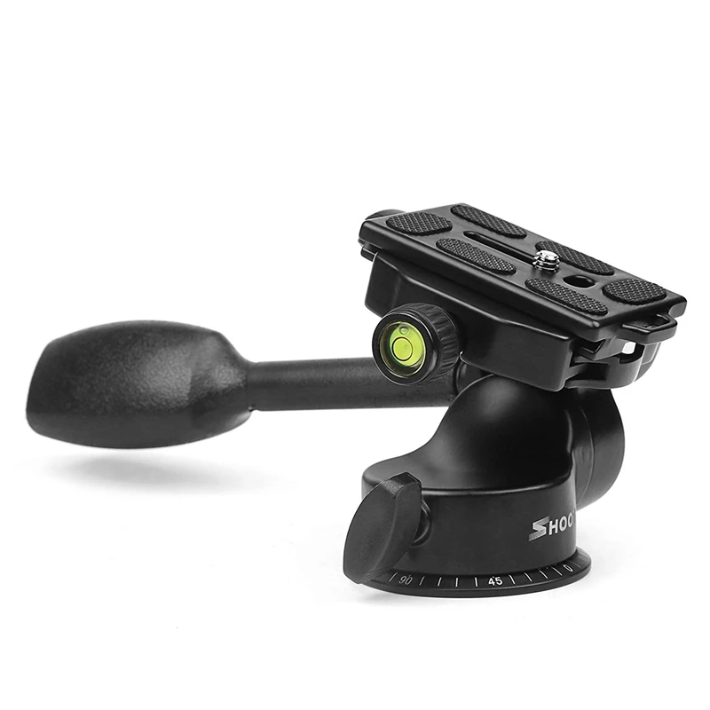 

SHOOT 3-Way Tripod Pan Head 360 Degrees Smooth Rotation Video Tilt Head with Quick Release Plate for Tripod, Monopod, Slider,