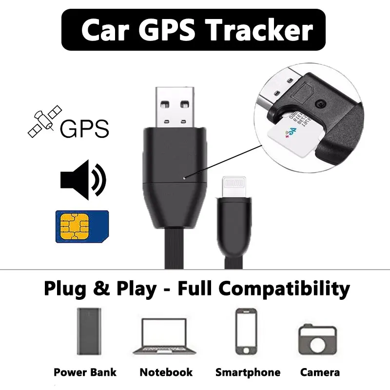 2 в 1 Автомобильный gps Интеллектуальный трекер активности автомобильный локатор слежения устройства для сигнализации USB кабель зарядное устройство Звук GSM GPRS для iPhone Android