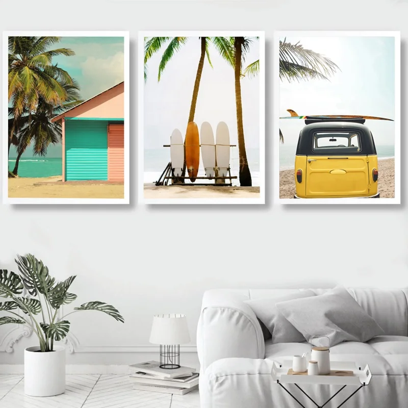 Nordic-Surf-Canvas-Painting-Coconut-Tree-Wall-Pictures-Travel-Bus-Landscape-Home-Decoration-Living-Room-Art (1)