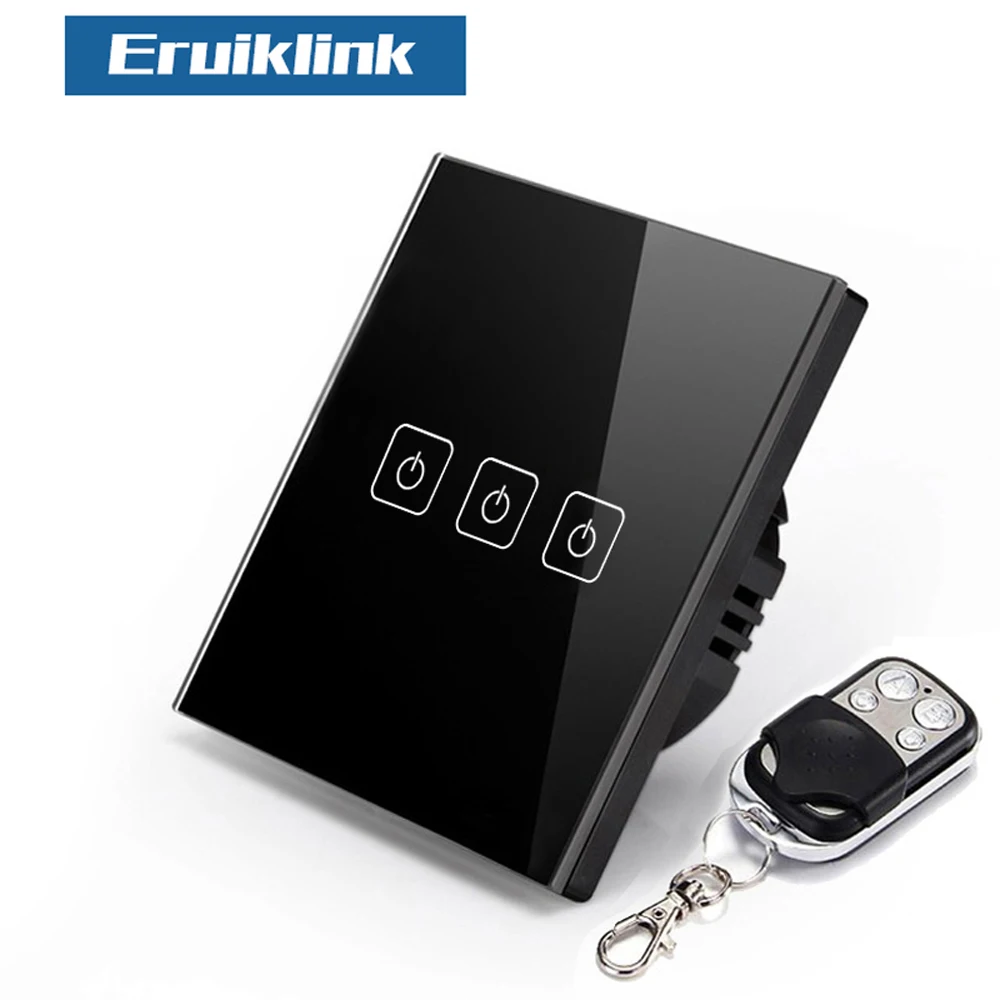 EU/UK Standard Eruiklink Wireless Remote Control Light Switches, 3 Gang