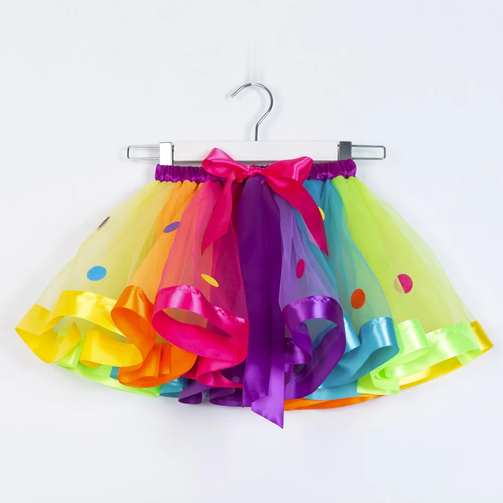 Вечерние юбки-пачки для танцев; Балетные юбки для девочек; Детские вечерние юбки из тюля для танцев; костюм радужной расцветки для малышей; модная юбка цвета радуги
