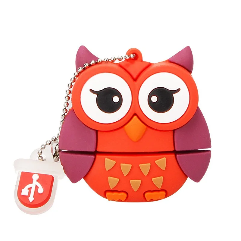 cartoon cute penguin owl fox pendrive pen drive 4GB 8GB 16GB USB flash drive 32GB 64GB memoria stick 128gb animal free shipping - Цвет: owl