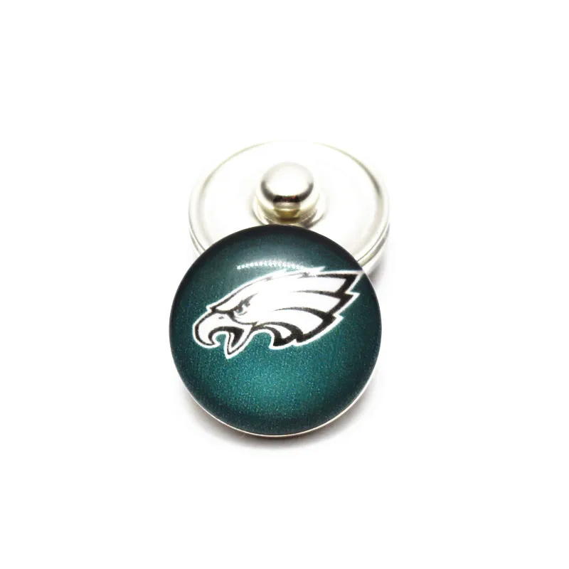 20 шт./лот, стекло Philadelphia Eagles, Футбольная команда, талисманы на кнопках, 18 мм, сделай сам, браслет, сменные пуговицы, ювелирные изделия - Окраска металла: 1