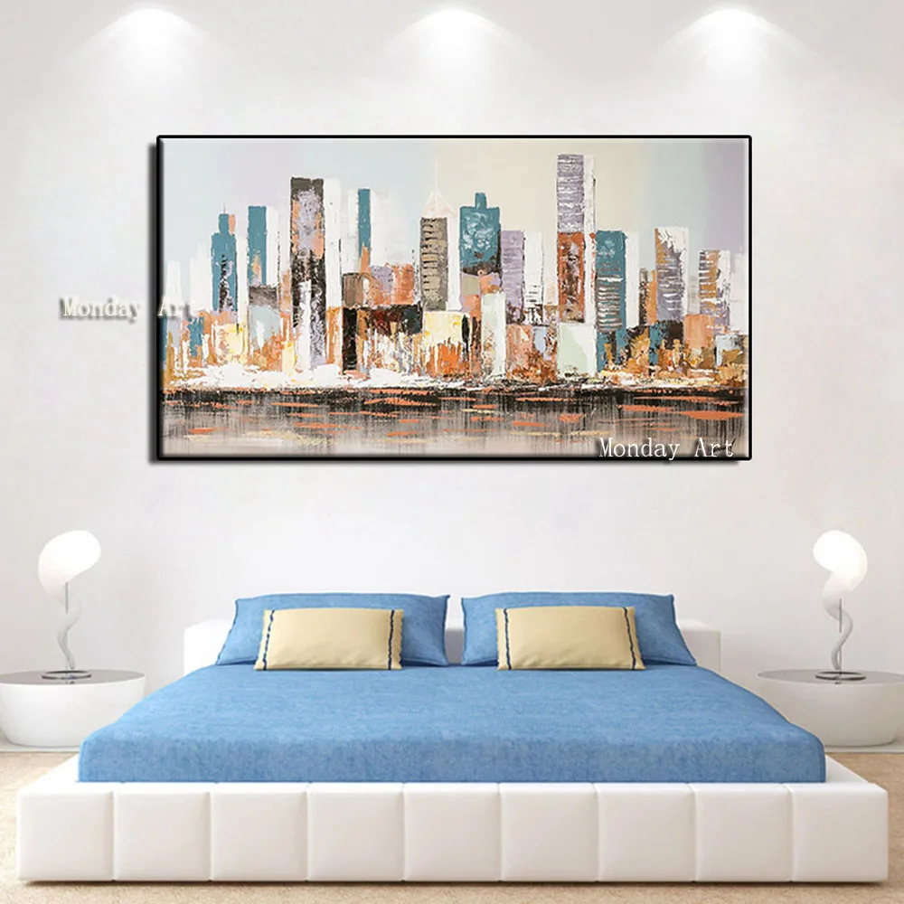 BB 100-Hand-Painted-Canvas-Oil-Painting-Abstract-sea-beach-city-scenery-Wall-art-Pictures-for-Living (4)