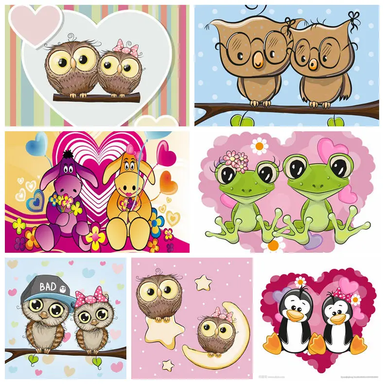 

DIY Diamond painting Animal couple owl&Frog penguin Lovers Cross stitch embroidery home mosaic Decoration Needlework Handicraft