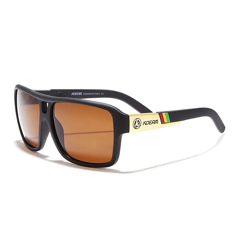 Мужские разноцветные солнцезащитные очки KDEAM, поляризационные солнцезащитные уличные очки для всех типов лица с чехлом на застежке в форме черепа, KD520