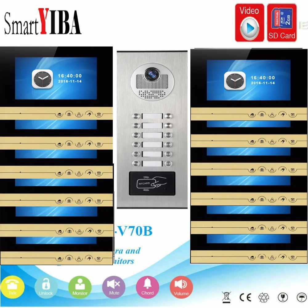 SmartYIBA 7inch Video Record and Take Photo Apartment Video Intercom Rainproof Outdoor Unit Max for 12 For 2 Families/Households SmartYIBA 7inch Video Record and Take Photo Apartment Video Intercom Rainproof Outdoor Unit Max for 12 For 2 Families/Households