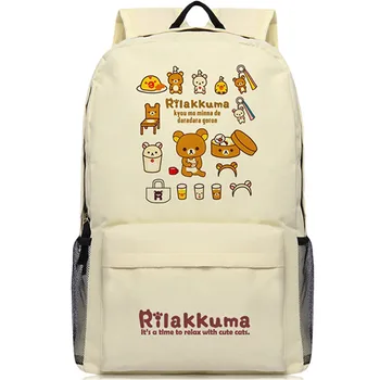 

Rilakkuma Cartoon Cute Bear Print Backpack Japanese Style Schoolbag Oxford Backpacks Anime Shoulder Travel Book Back Pack Bag