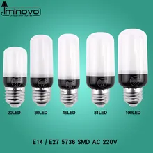 LED Light E27 Lamp E14 LED Bulb Corn 20 30 46 81 100 LEDs Lampada SMD5730 220V Corn Bulb Chandelier Candle Spotlight Home Decor