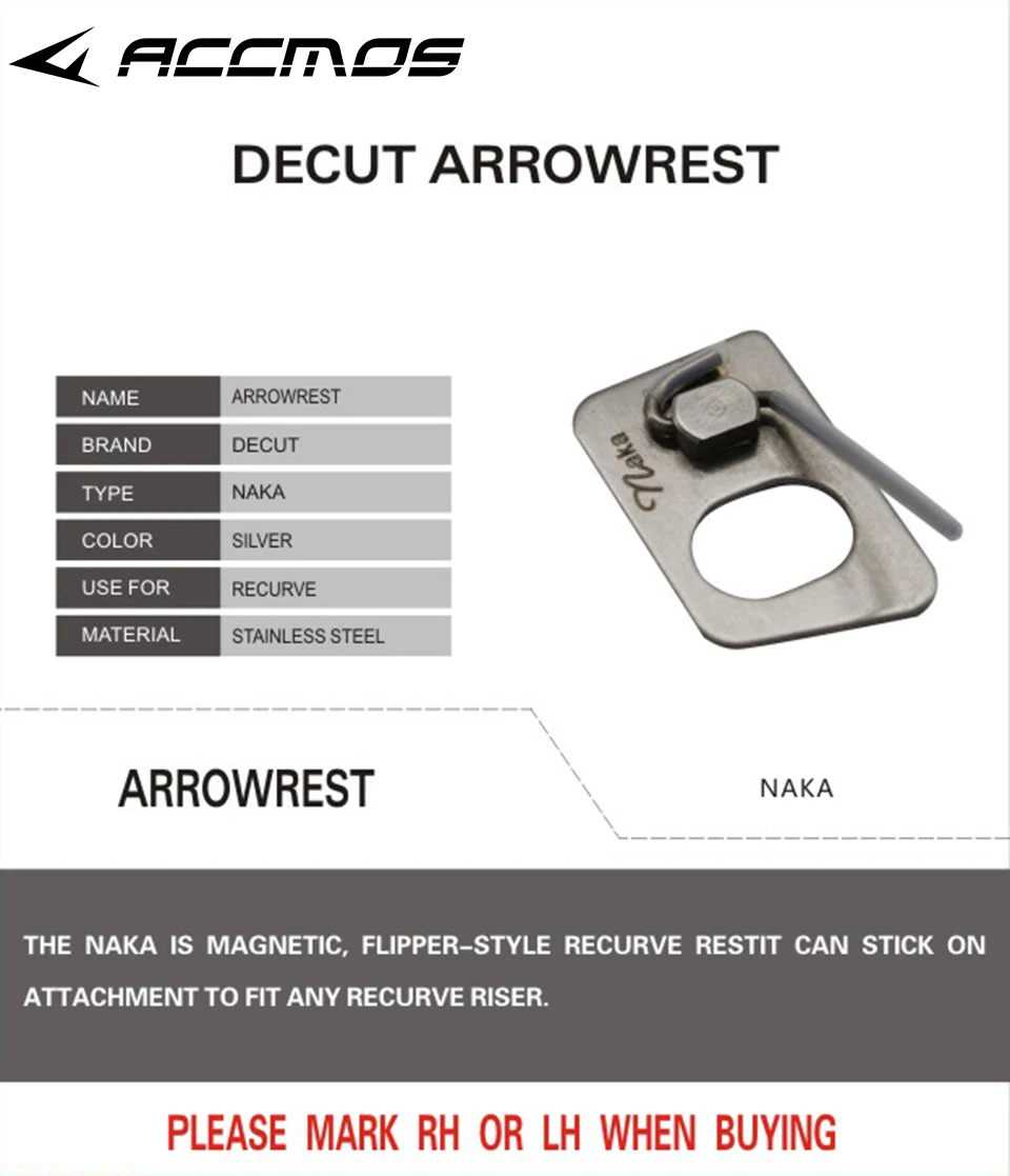 DECUT NAKA Stainless Steel Arrow Rest Flipper Style Arrow Rest