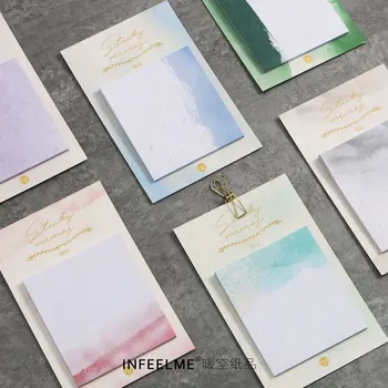 

6 Designs Chinese Poetry Theme Sticky Notes Basic Watercolour Design Paper Label Sticker Mini Notepad Creative Stationery