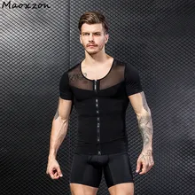 Maoxzon Мужская похудения Нижнее бельё Средства ухода за кожей Корректирующее Бельё для женщин Фитнес Рубашки с короткими рукавами мужской сексуальный powernet сильная сетка молния Shaper Безрукавки для женщин