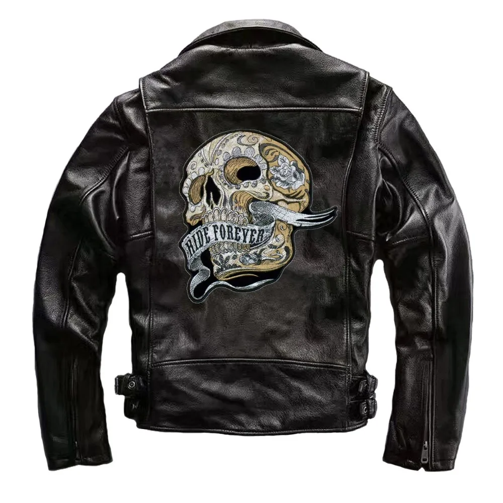 Ride forever skull patch motorcycle embroidery iron on custom punk patches for clothing biker stickers