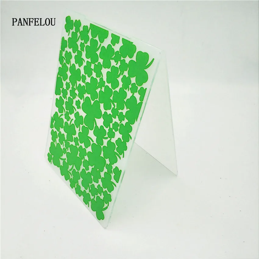 

PANFELOU Easter Green clover Embossing folders Plastic For Scrapbooking DIY Template Fondant Cake Photo Album Card Making