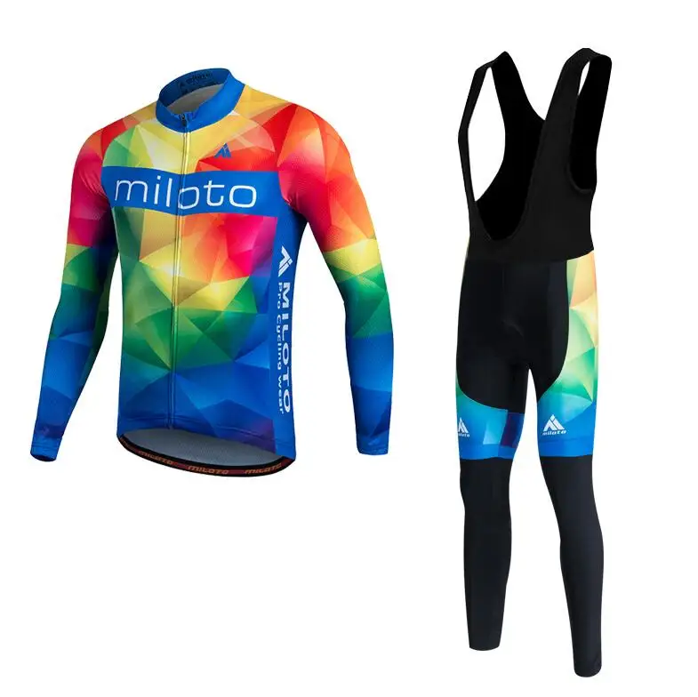 Pro Team с длинным рукавом Майки для велоспорта Ropa Ciclismo Maillot велоодежда MTB Одежда для езды на велосипеде - Цвет: Long Jersey Set