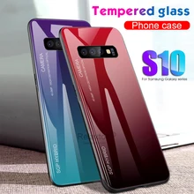 On The Samsun Glaxy S 10 S10 Plus E Case Gradient Tempered Glass Phone Case For Samsung Galaxy S10Plus S10E 10S + Cover Cases For Samsung Galaxy Gelaxi Note 10Plus 10+ Note 10 Note10 Note10+ Coque Fundas