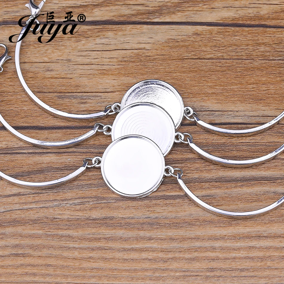 4pcs/lot Cabochon Base Bangle Settings Bracelet Blank Trays For Women DIY Jewelry Making Findings jewellery pulseras Crafts