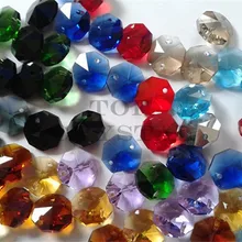 500 шт 14 мм стеклянные Восьмиугольные кристаллы в 1 отверстие/2 отверстия(16 цветов на выбор