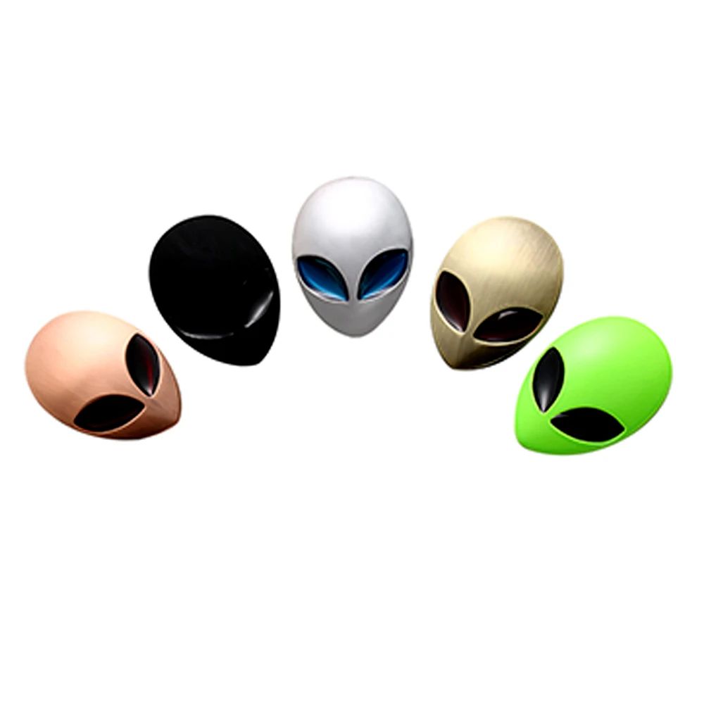 Metal 3D Alien Head Car Logo Badge Metal Motorcycle Sticker Waterproof Emblem