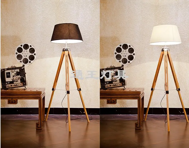 Nautical Teak Wood Tripod Wooden Floor Lamp Lighting Home Decor Without Shade
