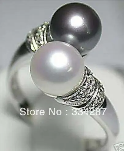 

Selling Jewelry>>5 colors! fancy twins 8mm white/pink/yellow/black shell pearl 18KGP ring #7,8,9,