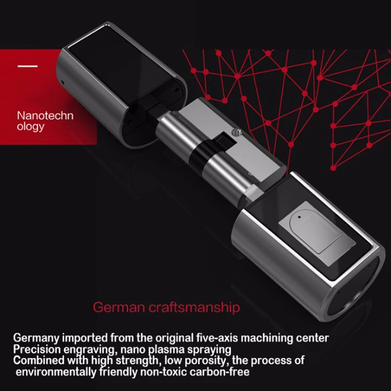 

L5SR-Plus Small Bluetooth Smart Lock Electronic Cylinder Outdoor Waterproof Biometric Fingerprint Scanner Keyless Door Locks