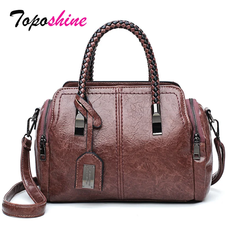 

Toposhine Boston Ms. Handbag New Fashion Personality Oil Wax Leather Shoulder Bag Casual Wild Messenger Bag