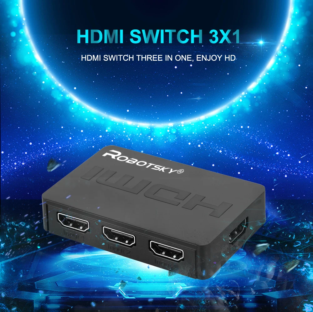 3x1 HDMI Splitter 3 Port Hub Box Auto Switch 3 In 1 Out Switcher 1080p HD 1.4 With Remote Control for HDTV XBOX360 PS3 Projector