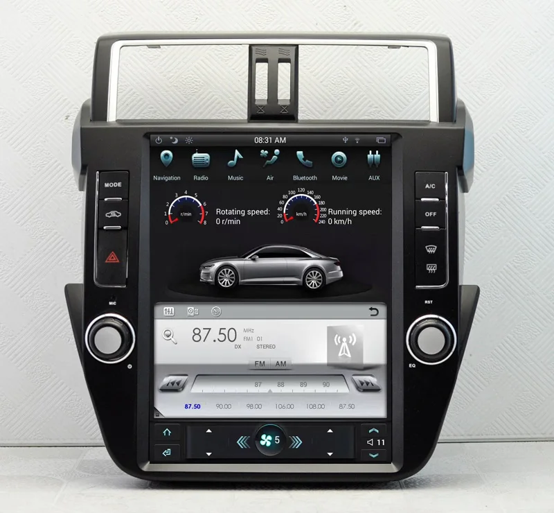 Perfect 12.1" Tesla Vertical Screen Android 6.0 Car Radio DVD GPS Navigation for Toyota Prado 150 2014-2017 Support 3/4G Network 2