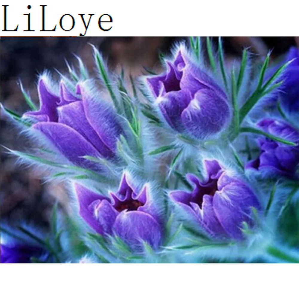 

LI LOYE Diamond Embroidery Purple flowers 5D DIY Diamond Painting Cross Stitch Diamond Mosaic Rhinestones Decor Paintings RT75