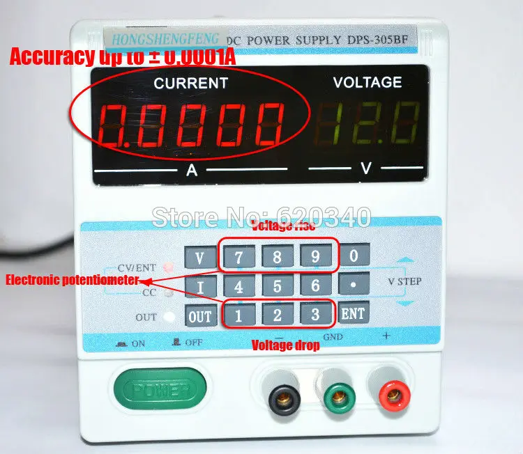 Комплект из 5 предметов Дисплей 220 V/110 V Цифровой Control30v 5a Регулируемый цифровой источник питания постоянного тока DPS-305BF для ремонта ноутбуков с