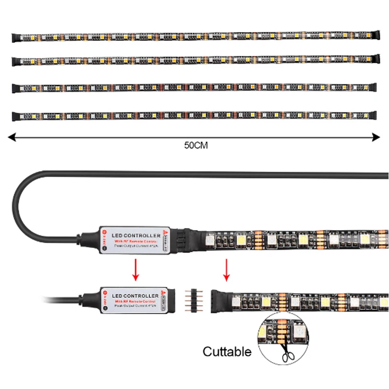 DC 5 V USB Светодиодная лента 5050 водонепроницаемый RGB RF 17Key светодиодный гибкий фонарь 50 см 1 м 2 м 3 м 4 м 5 м Пульт дистанционного управления для ТВ