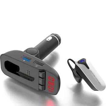 

ER9 2018 New Bluetooth Car Kit Wireless Headphones FM Transmitter Dual USB Charger Support Micro SD Card USB 3.5-AUX MP3 Player