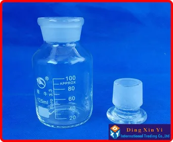

(4 pieces/lot)125ml Wide mouth reagent bottle,125ml Glass reagent bottle with ground-in glass stopper,Transparent glass bottle