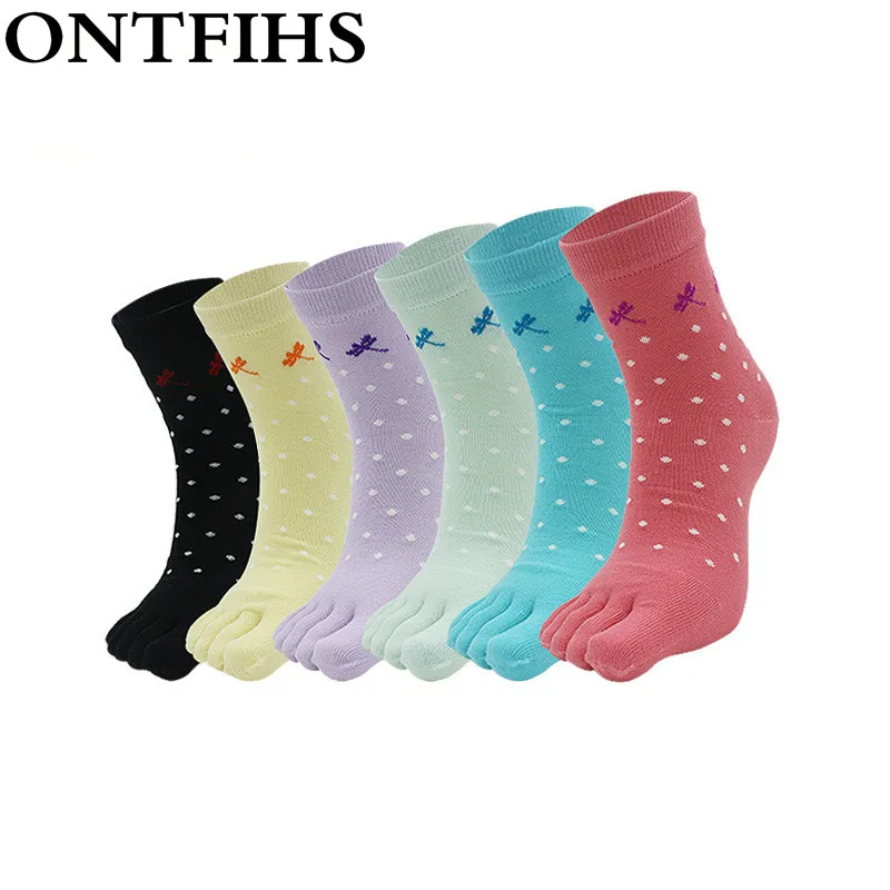 6Pairs/lot Women Socks Candy Cotton Five Finger Socks Toe