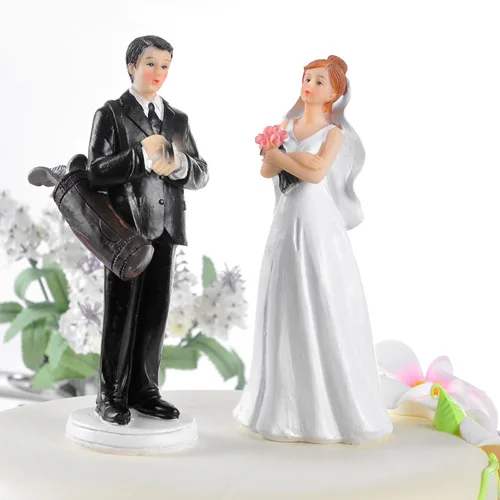 

Bride and Groom Funny Golf sport Figurine Wedding Cake Topper Personalised Event Party Supplies Marriage pregnant wife