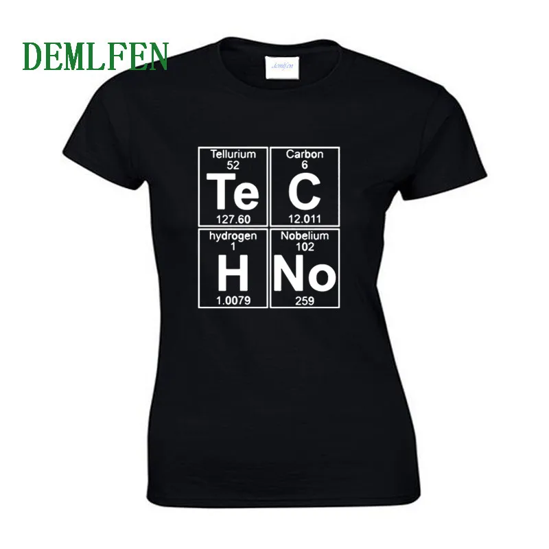 

New Funny Graphic T Shirts Women Te C H No Techno Pop Music T-Shirt Girl Short Sleeve Cotton O-Neck Shirts Hip Hop Top Tees