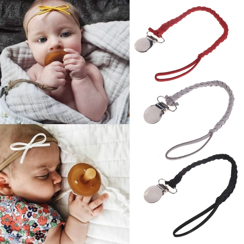 

Leather Pacifier Clips Chain Dummy Clip Pacifier Holder Nipple Soother Chain For Infant Baby Feeding-M15