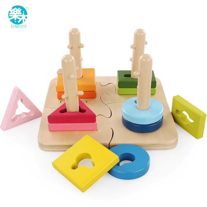 Wooden toys building blocks shape Wooden block chirldren montessori develop baby’s intelligence early Education Five pillars