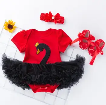

Baby party photo shooting costume bodysuit infant girls princess TUTU dress baby christening baptism gown headband & shoes