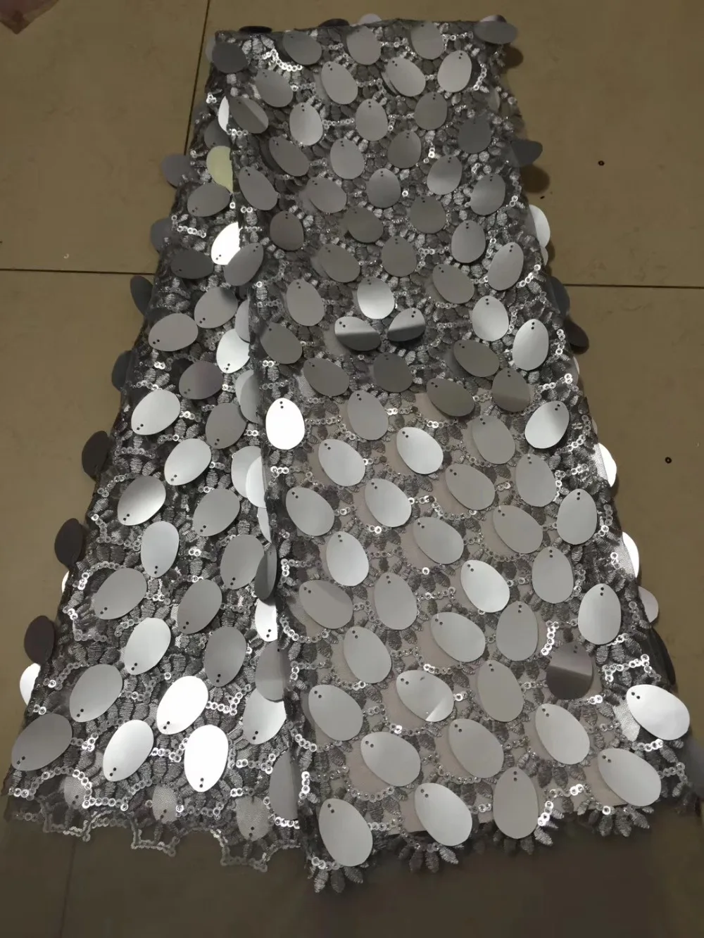 

Lace Fabric silver Color African Lace Fabric With sequin Nigerian French Lace Fabric High Quality African Tulle Lace Fabric