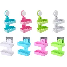 Креативная портативная двухслойная прочная присоска паста типа дренаж для мыла коробка для хранения ванной комнаты Стеллаж для хранения мыла