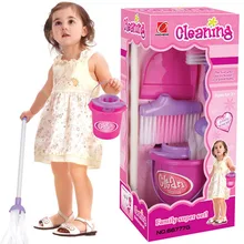 Fun Cleaning Play Set Girls Housekeeping Pink Broom Mop Bucket Dustpan Cleaning Brush Sweep Pretend Play