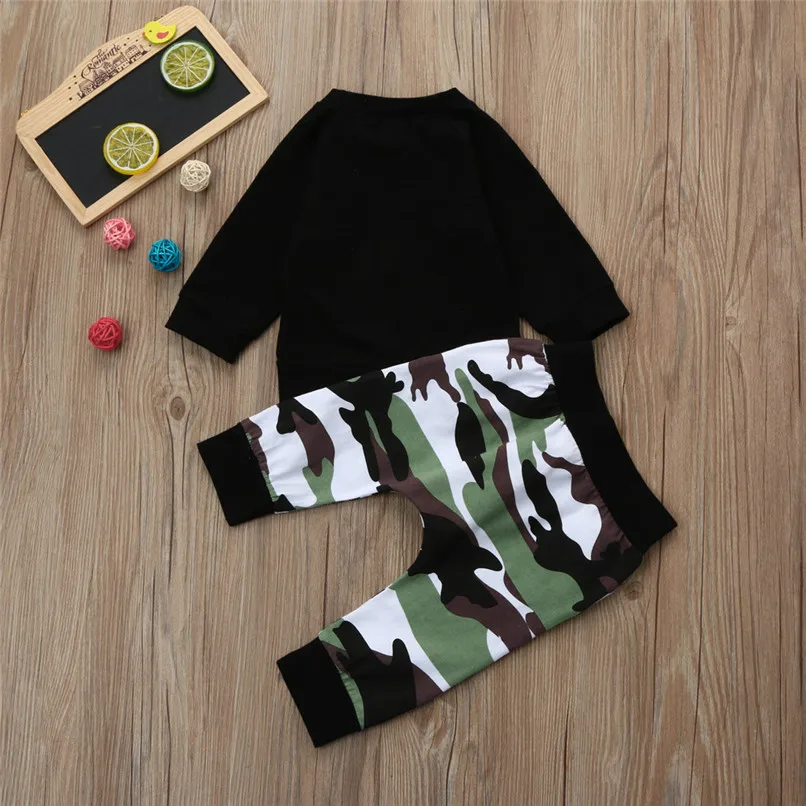 Winter 2PCS Kids Clothes Boys Toddler Kids Baby Boys Long Sleeve Letter Print Tops+Camouflage Pants Set Clothes Kids Sets JY12#F (7)