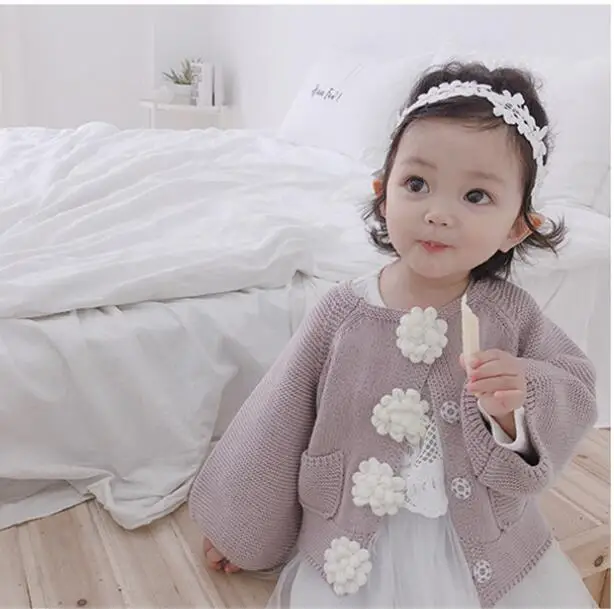 

Newborn Baby Girls Sweater Autumn Spring Girls Cardigan Flower Knitted Infant Toddler Children Cardigan Sweater Outerwear