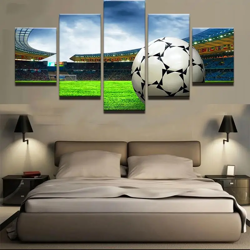 5 Pieces Sports Football Stadium Wall Art Canvas Pictures For Living