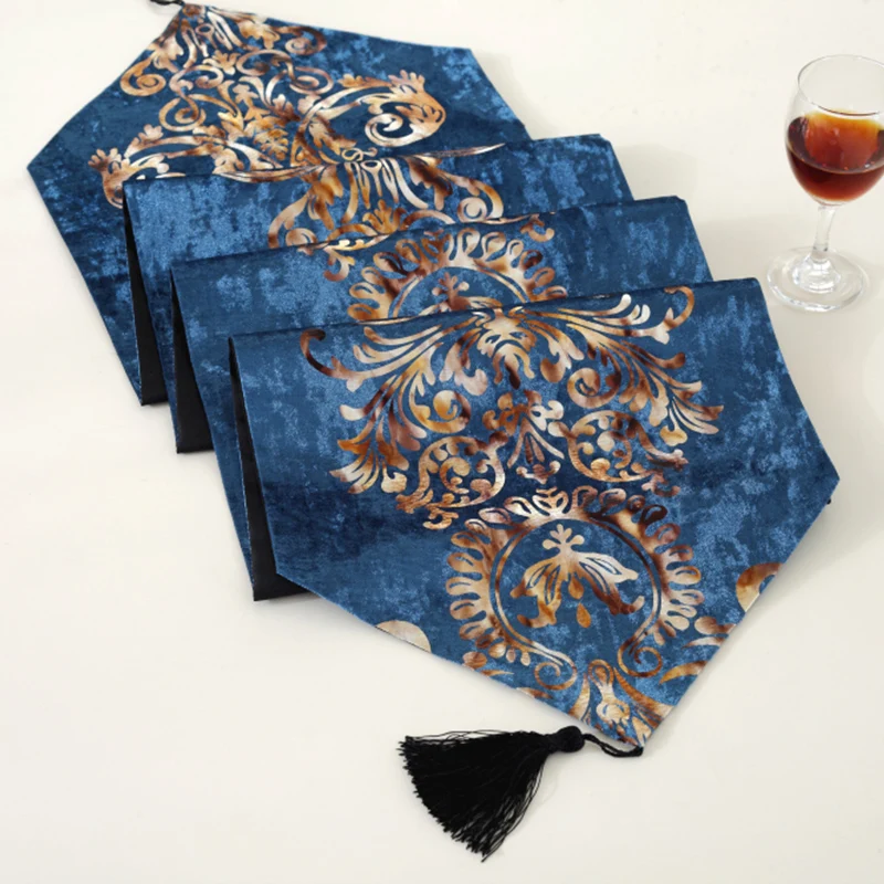 2017 new European style royal blue satin table runners for wedding