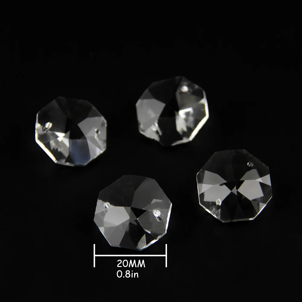 1000 шт 20 мм Восьмиугольные кристаллы 16 граненный бисер люстра бусины стеклянные бусины для люстры для дома/свадьбы Декор