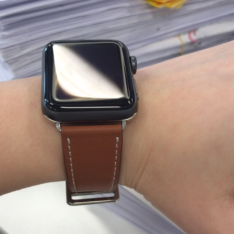 Ремешок из натуральной кожи для Apple Watch band 44 мм 40 браслет iwatch 42 correa 38 apple watch Series 6 se 5 4