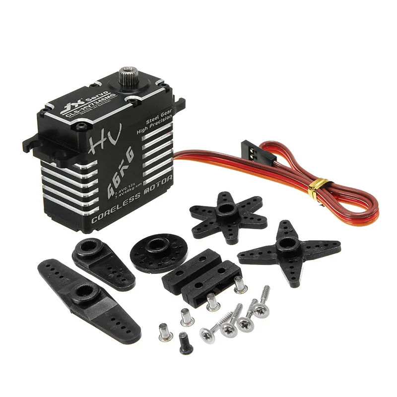 

Jx CLS-HV7346MG 46KG HV Steel Gear Full CNC Aluminium Shell Coreless Servo for RC Car Truck Helicopter Robot